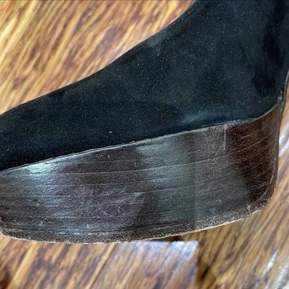 Vintage Stuart Weitzman black suede sling back pl… - image 9