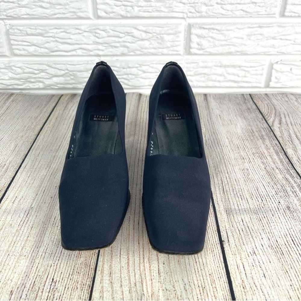 Vintage Stuart Weitzman Navy Blue Square Toe Heel… - image 2