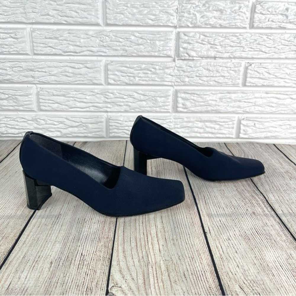 Vintage Stuart Weitzman Navy Blue Square Toe Heel… - image 3