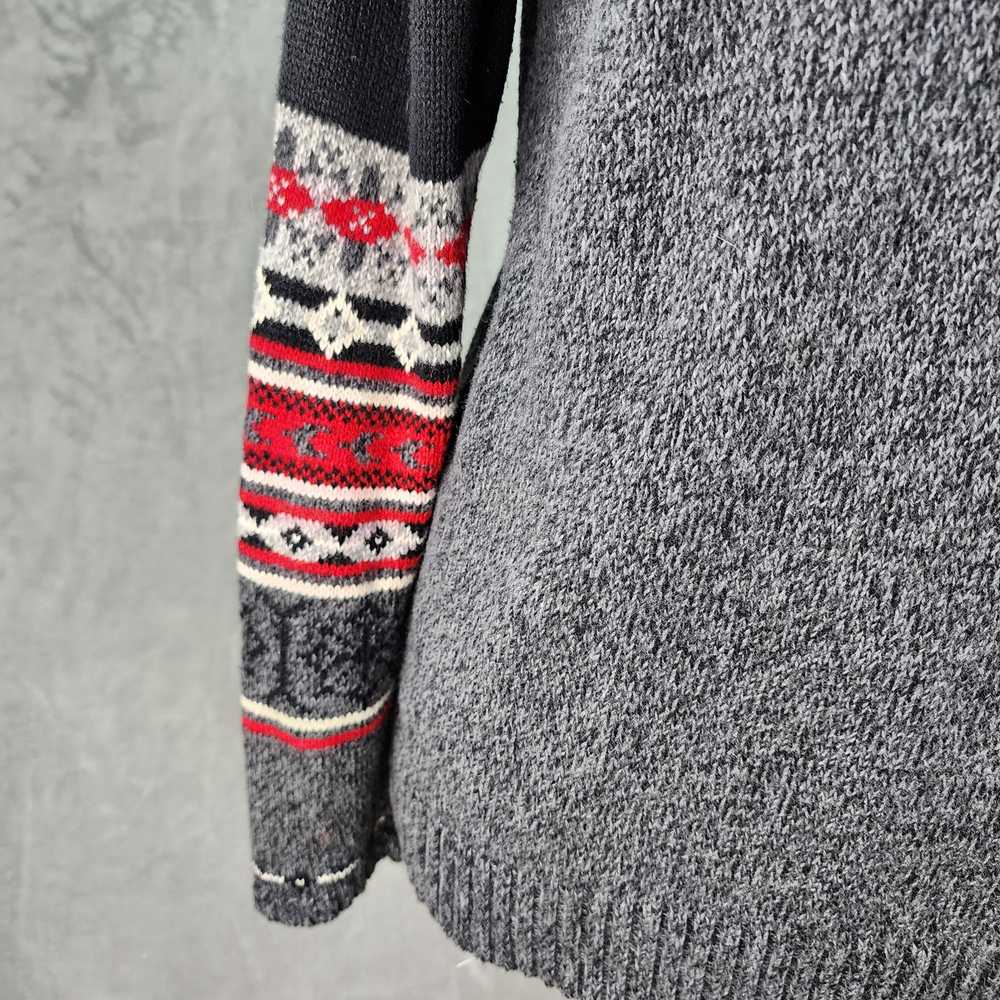 Erika Sweater LARGE Black Gray Fair Isle Crewel E… - image 3