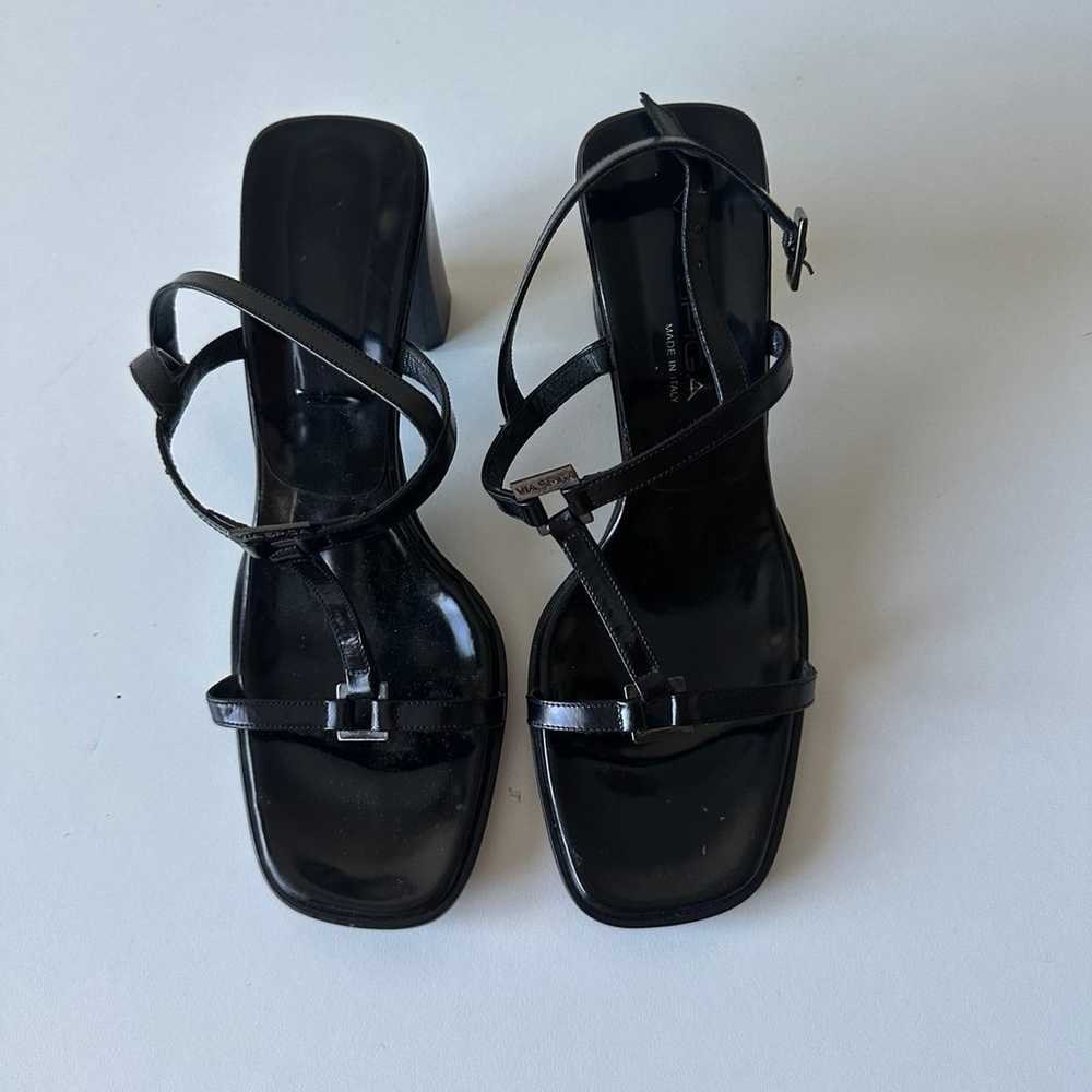 Vintage 90's Via Spiga Black Patent Square Toe Bl… - image 2