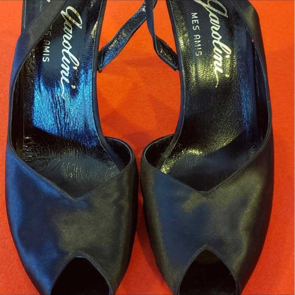 Black italian vintage peep toe shoes - image 2