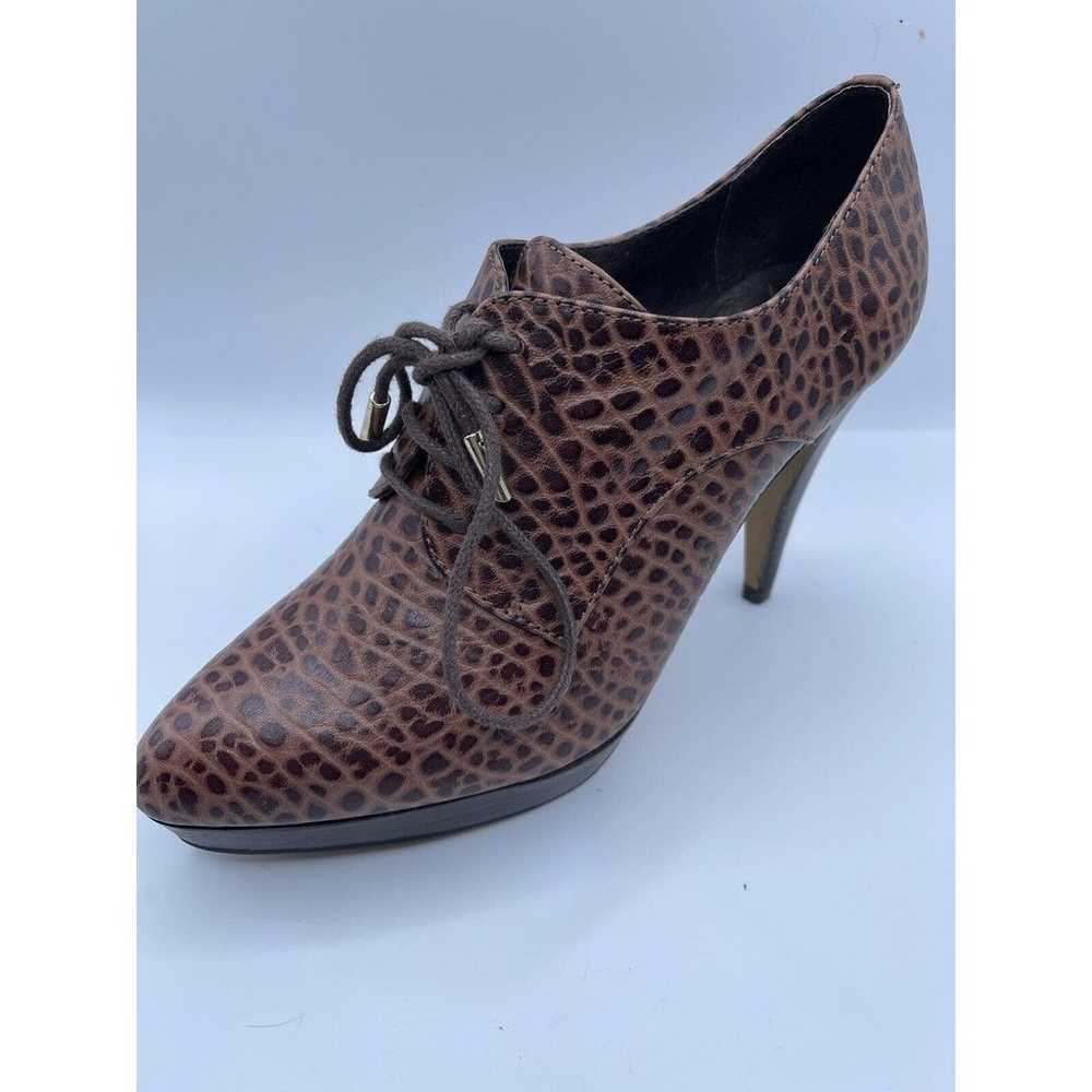 Pilar Abril Brown Leather Snake Style Platform Sh… - image 1