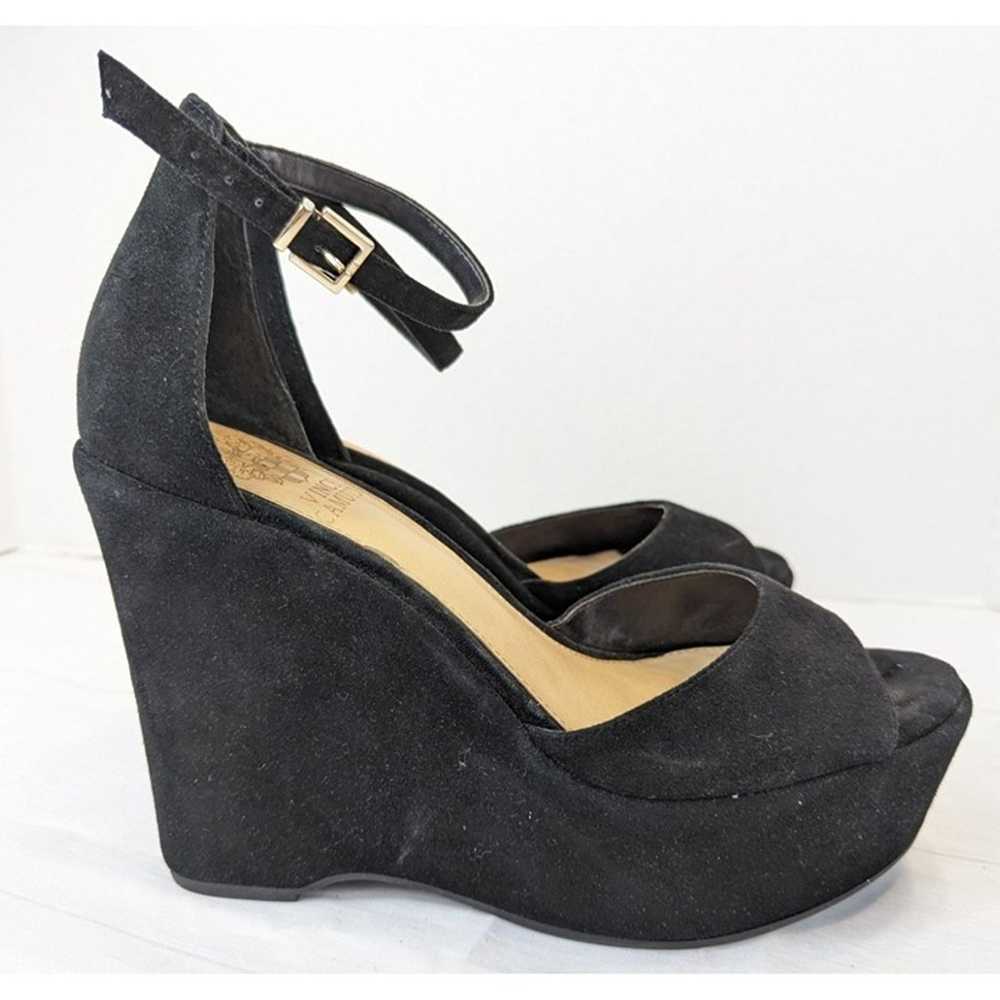 Vince Camuto Black Suede Heel Wedges Size 8 - image 1