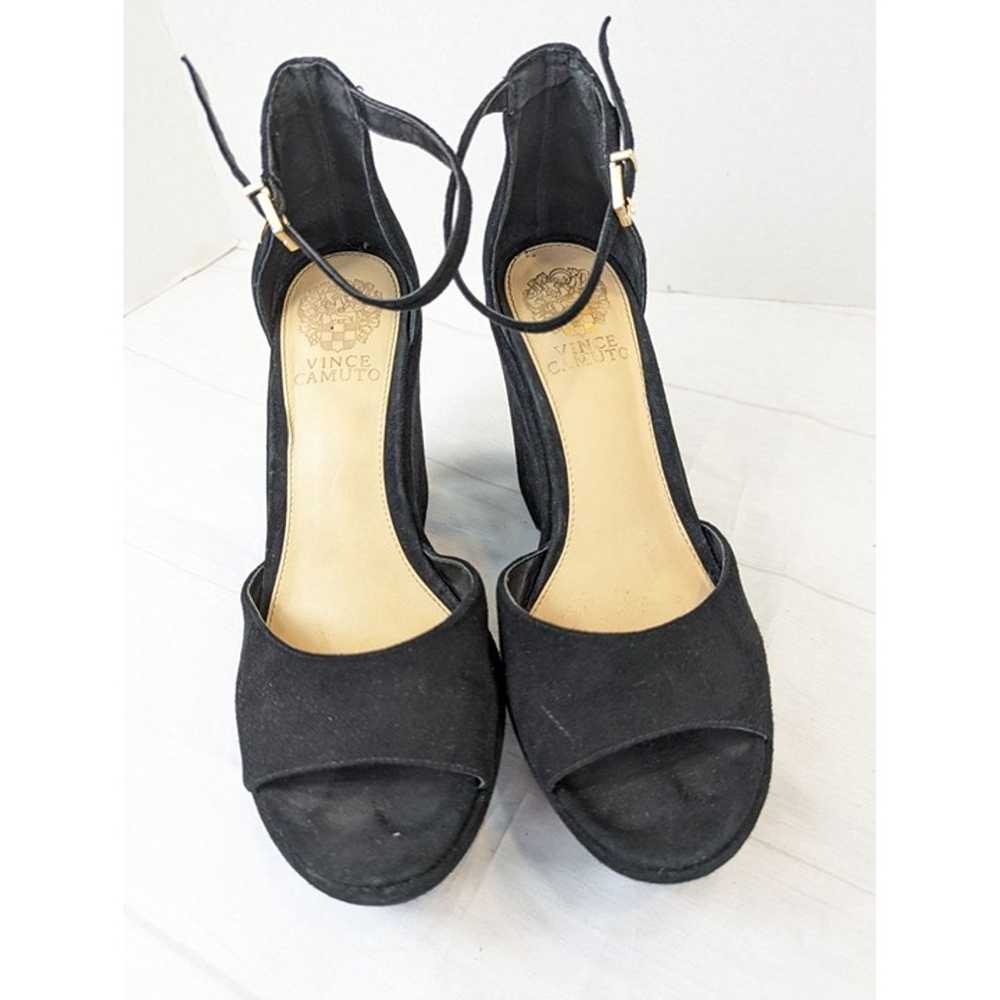 Vince Camuto Black Suede Heel Wedges Size 8 - image 4