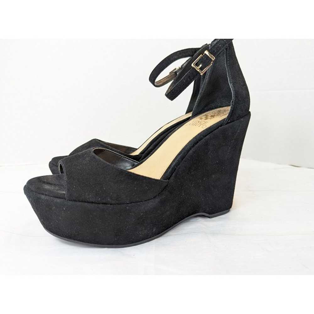 Vince Camuto Black Suede Heel Wedges Size 8 - image 5