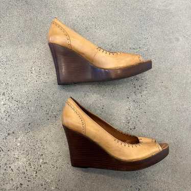 Nicole vtg leather platform wedges