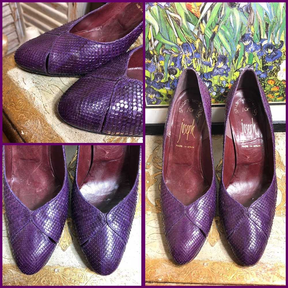 7.5-VINTAGE STUART WEITZMAN PURPLE PUMPS - image 2