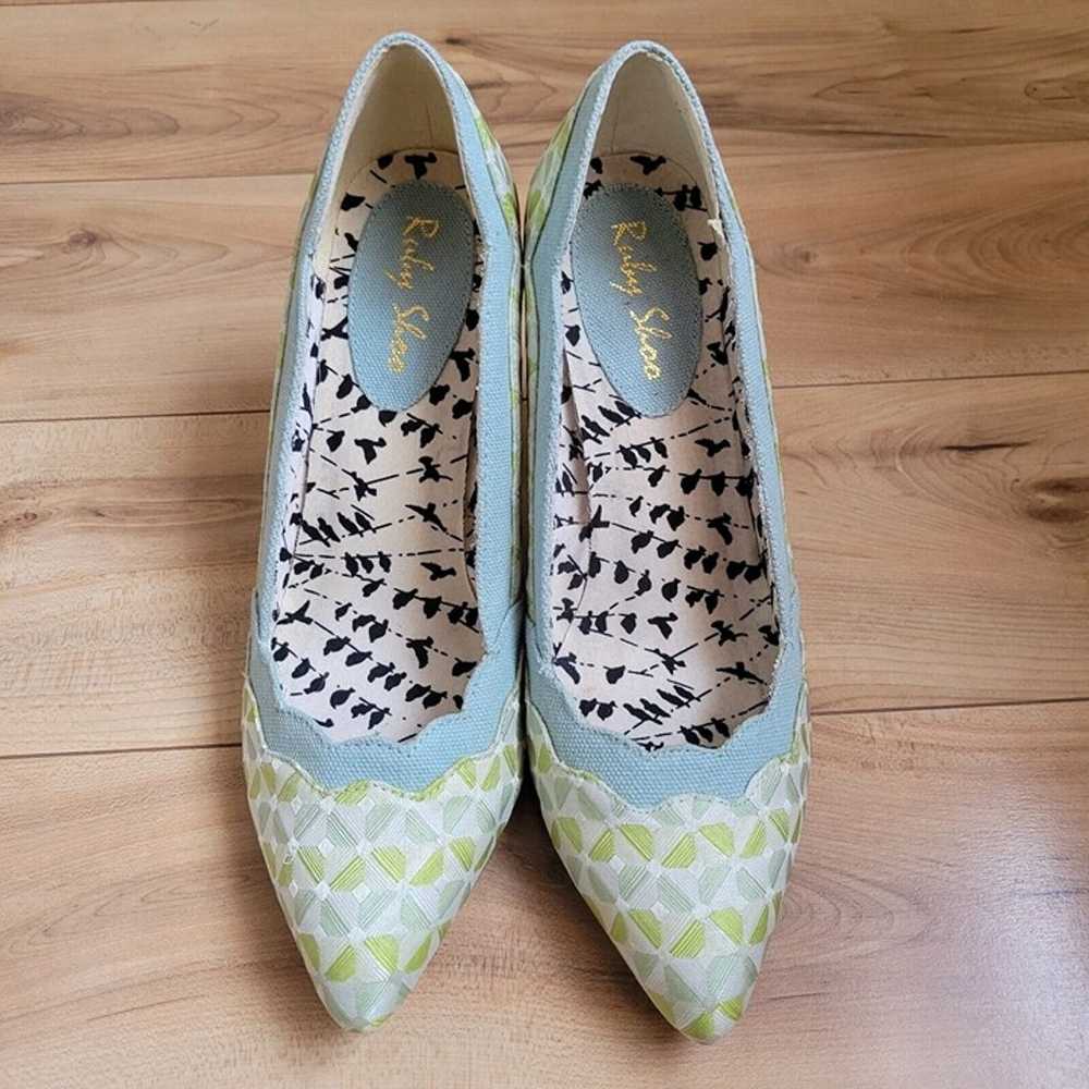 Ruby Shoo Savannah Pattern Green Pistachio Heeled… - image 7