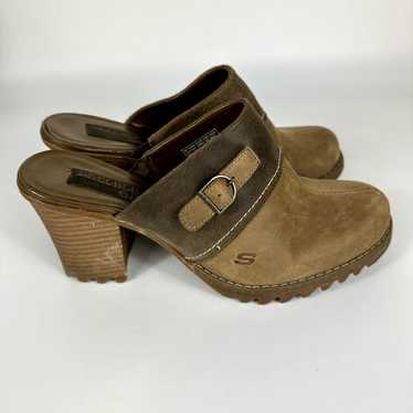 VTG Y2K Skechers Brown Chunky Heel Platform Buckl… - image 1