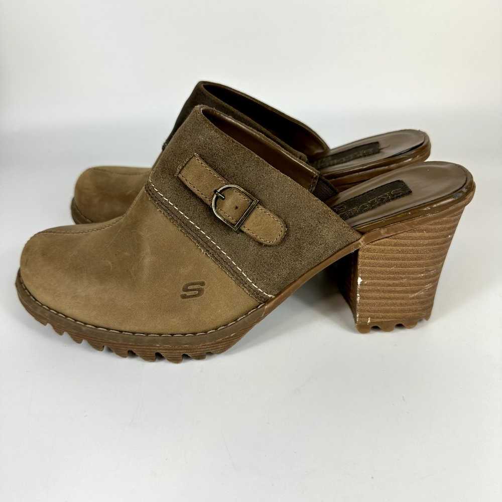 VTG Y2K Skechers Brown Chunky Heel Platform Buckl… - image 3