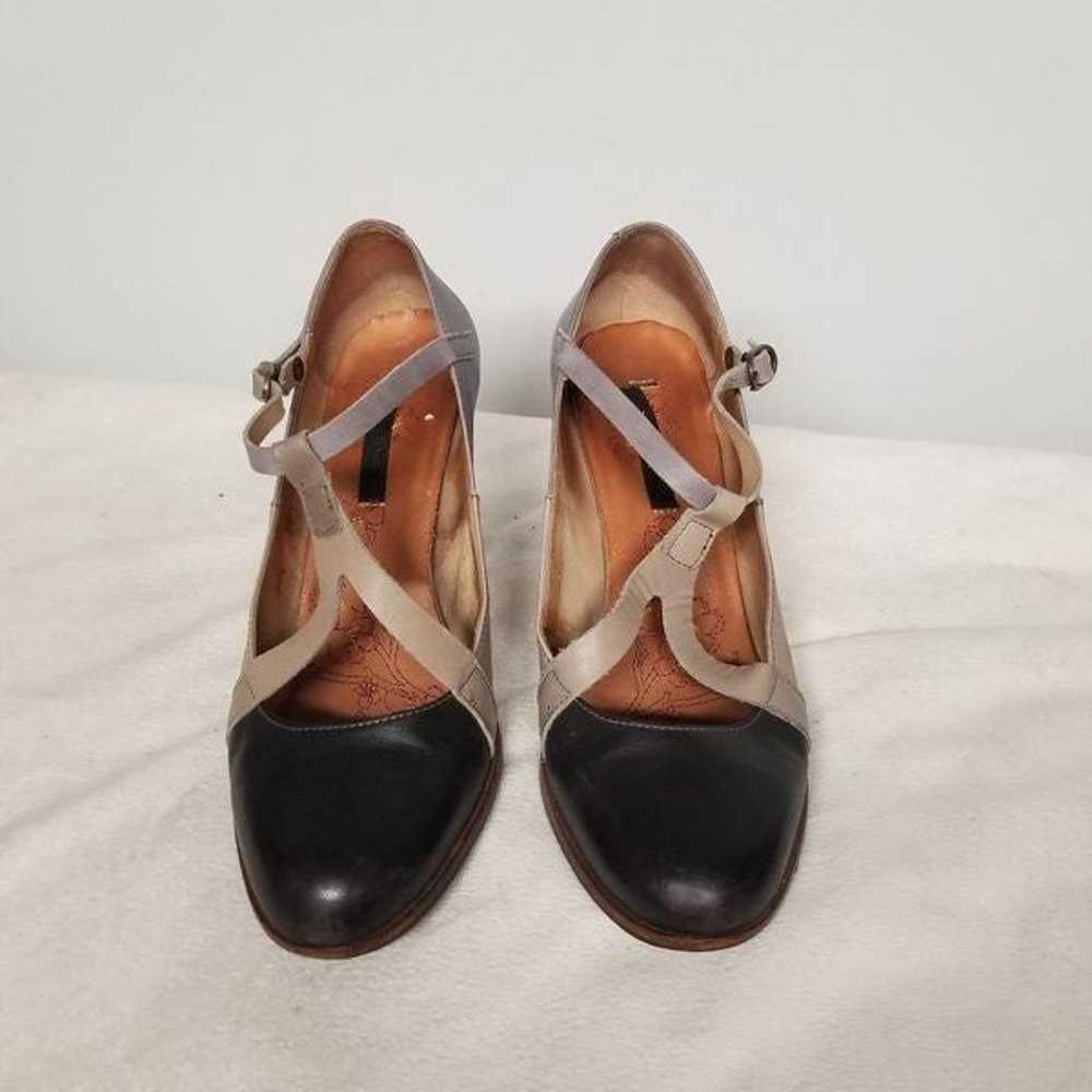 Leather vintage shoes high heel mary jane dance s… - image 3