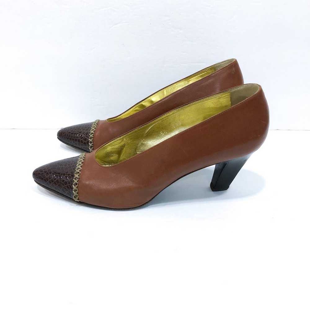 Escada Vintage Brown Leather Pumps Size 9 - image 10