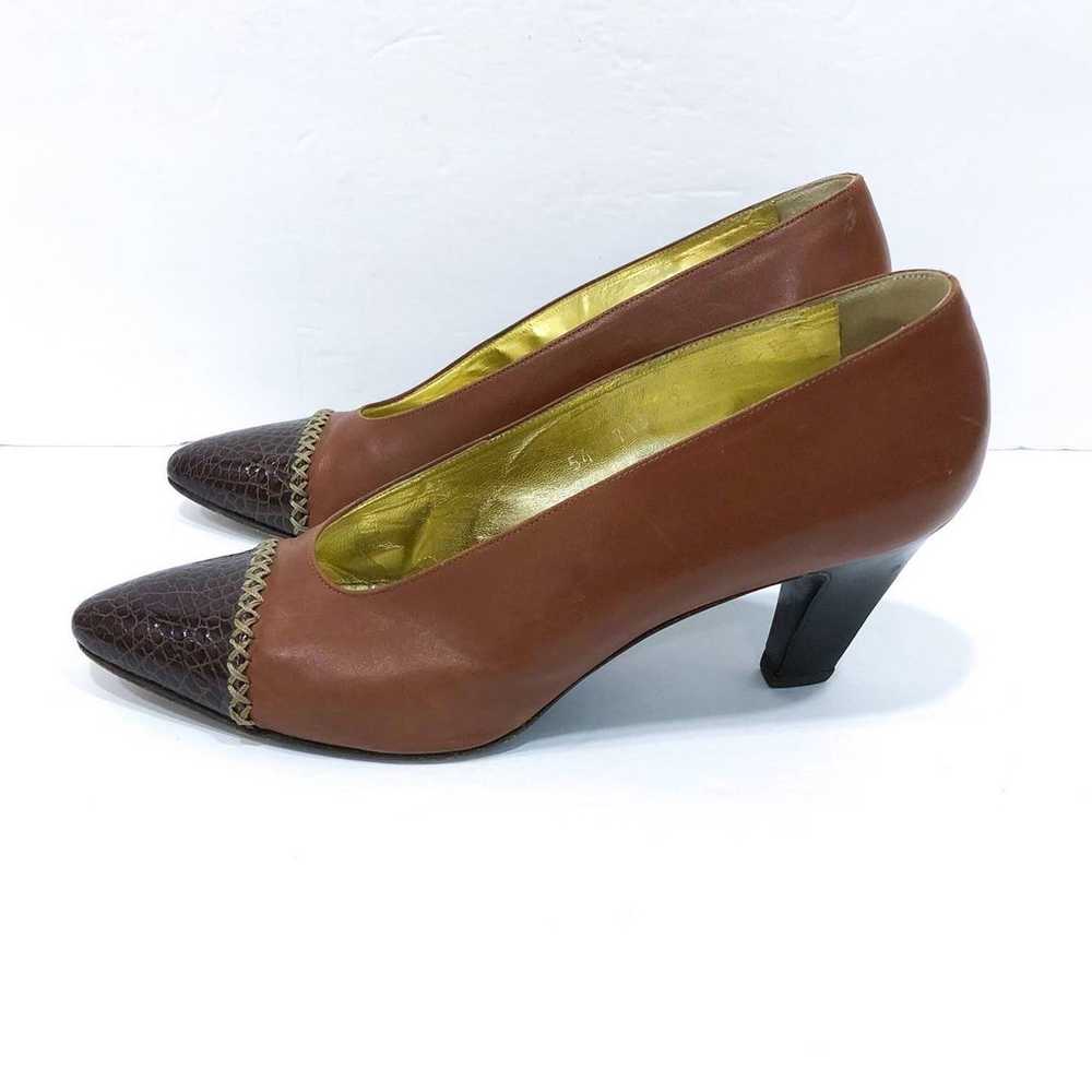 Escada Vintage Brown Leather Pumps Size 9 - image 1