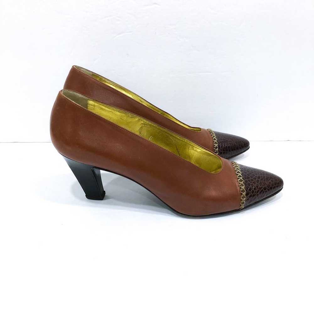 Escada Vintage Brown Leather Pumps Size 9 - image 2