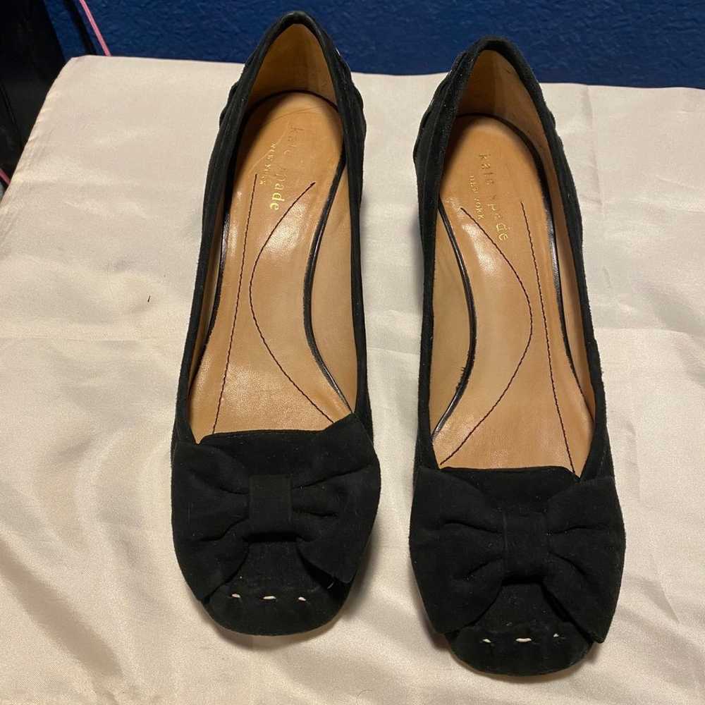 Kate Spade Linette Suede Kitten Heels w Bow Black… - image 1