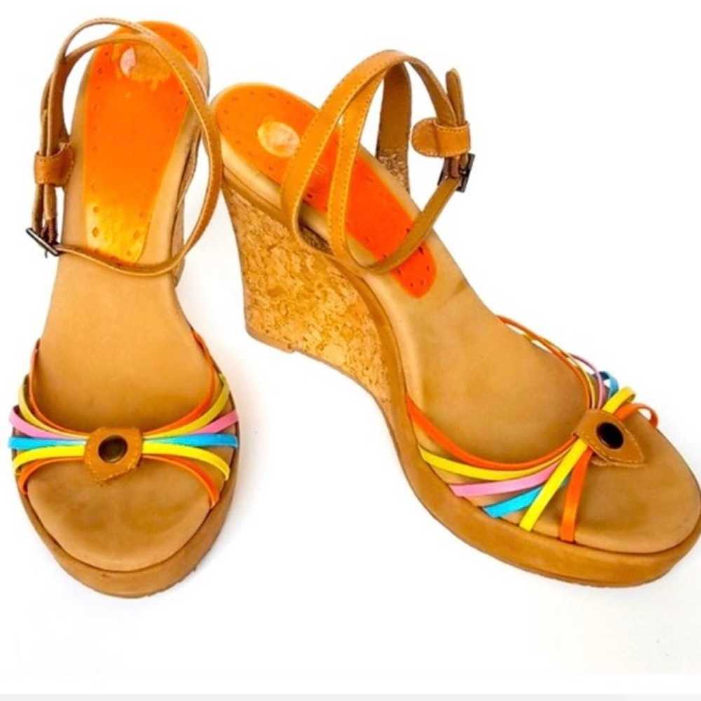 Vintage Y2K BCBG rainbow wedge shoes 10m - image 1