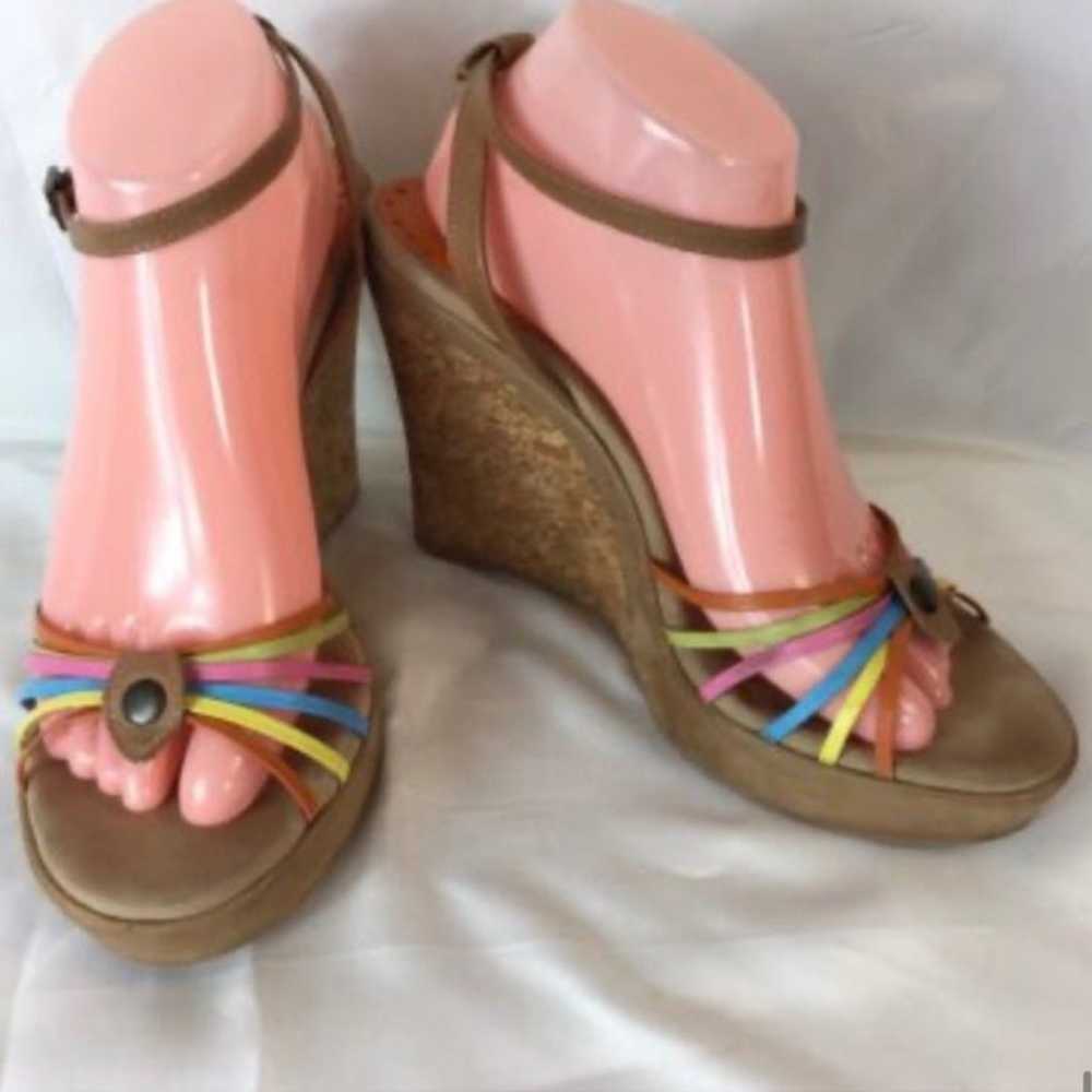 Vintage Y2K BCBG rainbow wedge shoes 10m - image 5