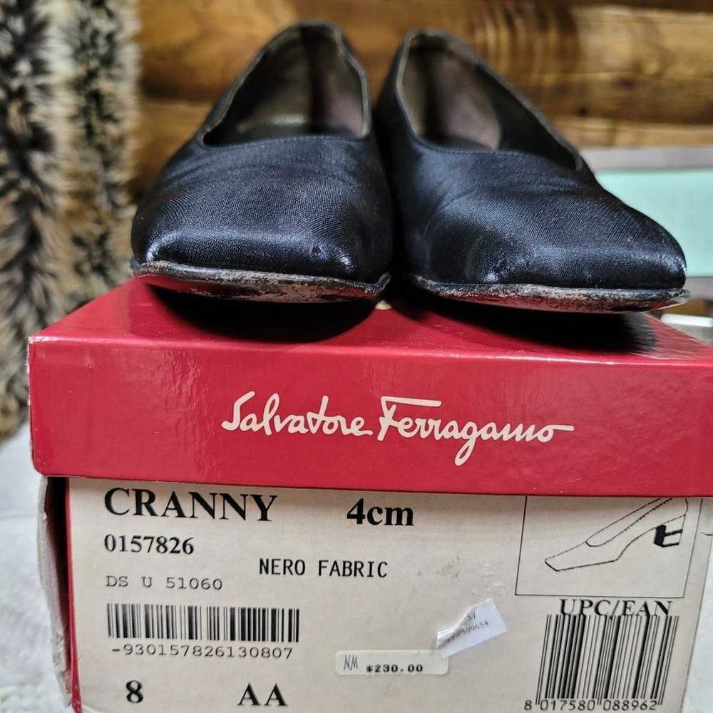 Vintage Black Leather Pumps Crannu Nero Fabric wi… - image 11