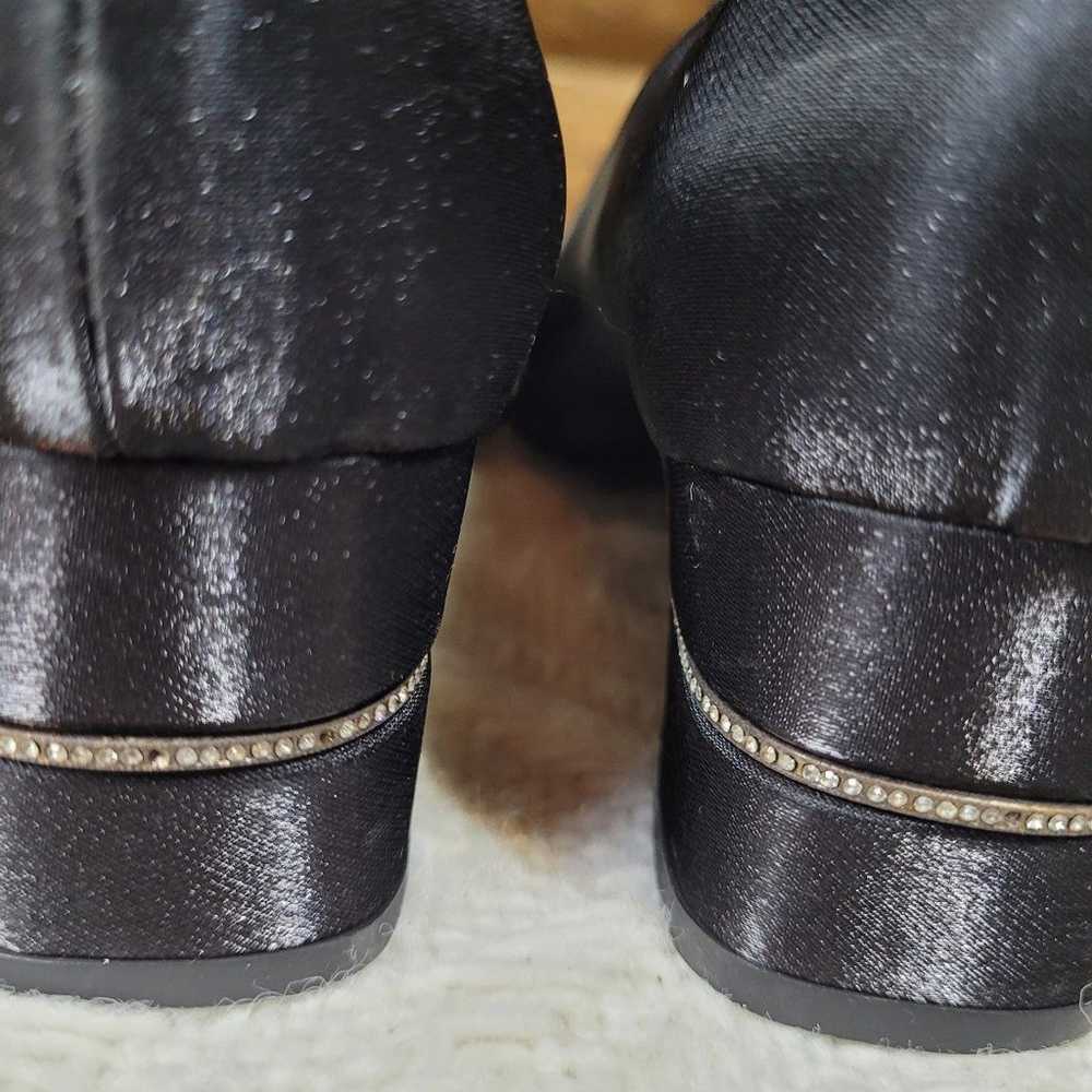 Vintage Black Leather Pumps Crannu Nero Fabric wi… - image 6