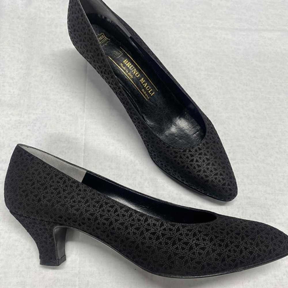 Bruno Magli Italy Witchy Black Patterned Suede Po… - image 1