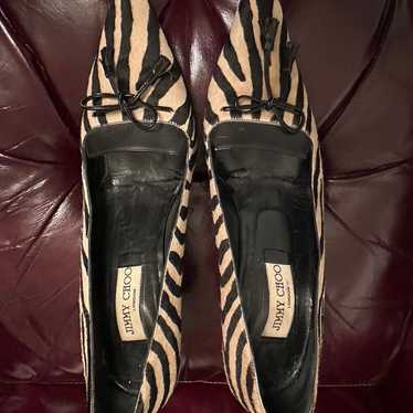 Jimmy choo caroline zebra pony hair point toe heel