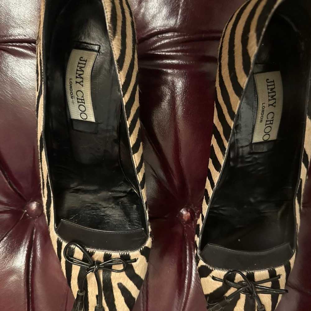 Jimmy choo caroline zebra pony hair point toe hee… - image 2