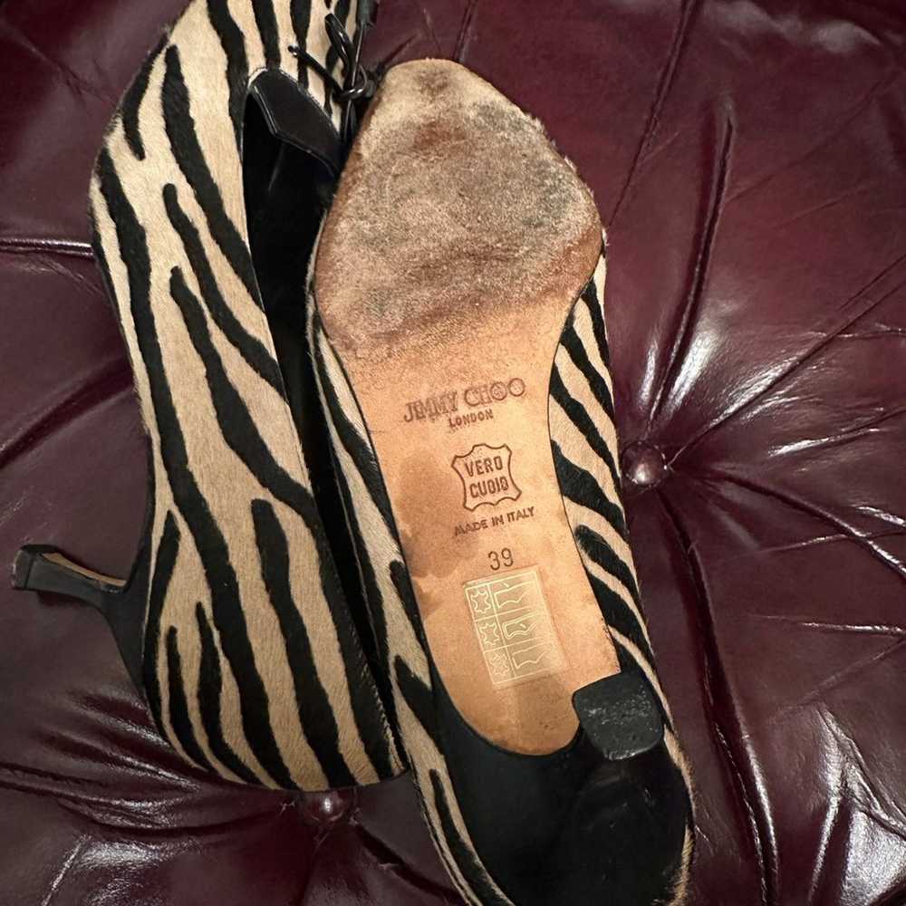 Jimmy choo caroline zebra pony hair point toe hee… - image 4