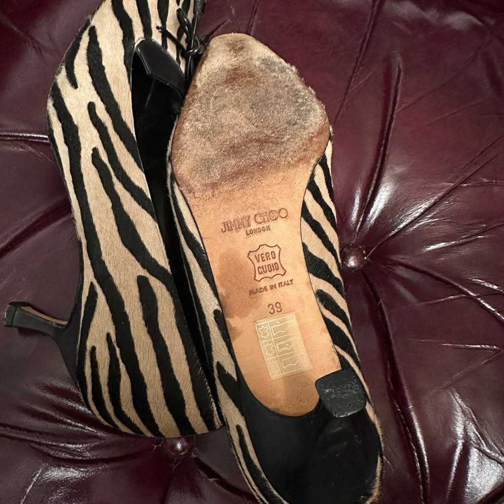 Jimmy choo caroline zebra pony hair point toe hee… - image 5