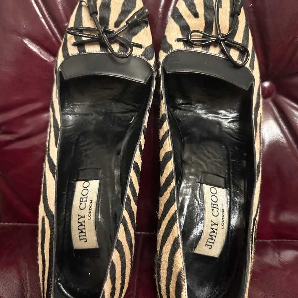 Jimmy choo caroline zebra pony hair point toe hee… - image 7