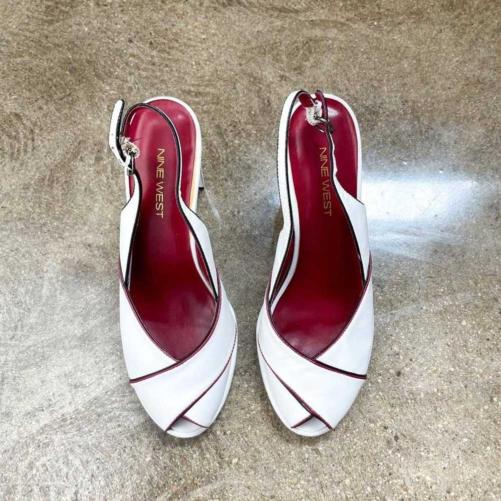 Vintage white leather peep toe - image 1