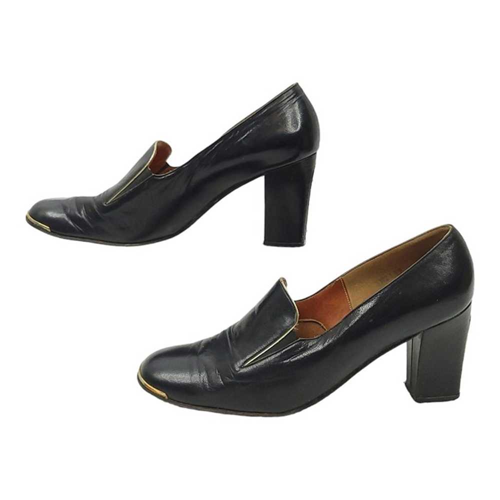 Don Manuel Black Leather Pumps Vintage Heels 7 N … - image 11