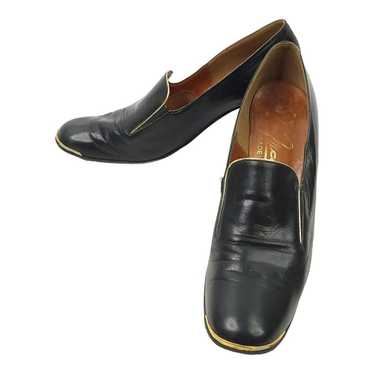 Don Manuel Black Leather Pumps Vintage Heels 7 N … - image 1