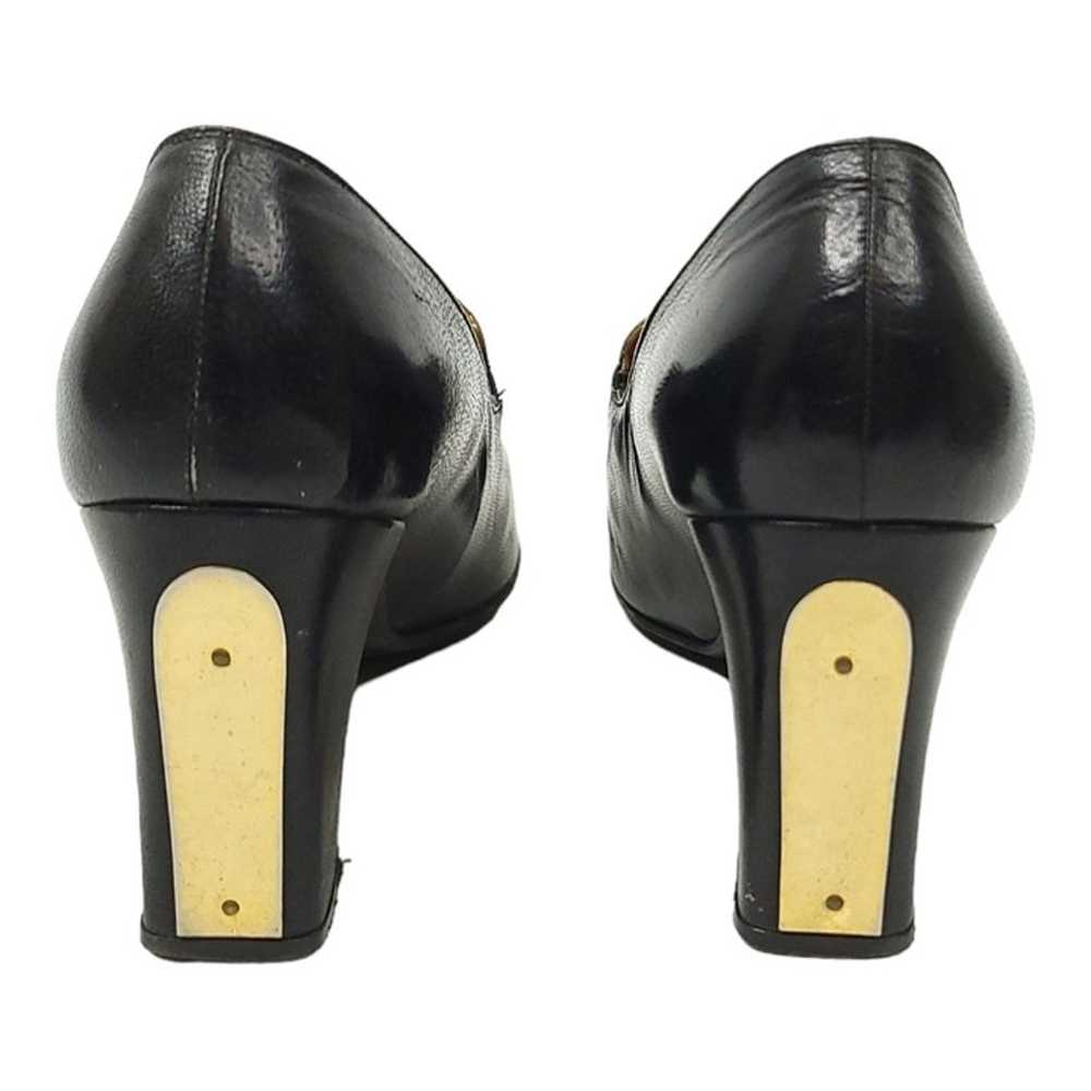 Don Manuel Black Leather Pumps Vintage Heels 7 N … - image 5