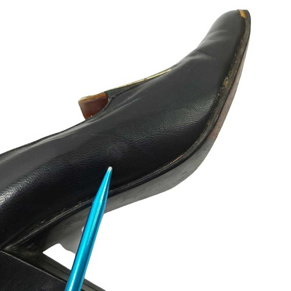 Don Manuel Black Leather Pumps Vintage Heels 7 N … - image 8