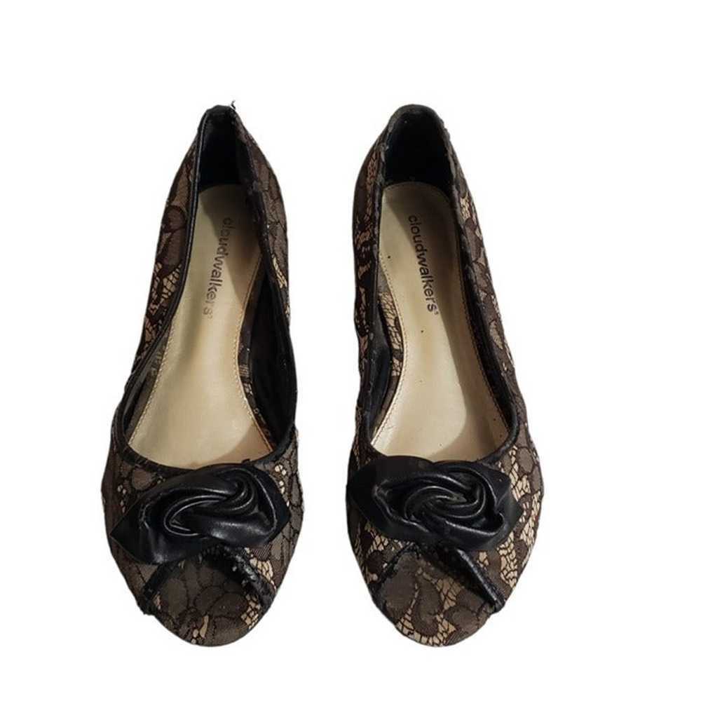 Vintage Cloudwalkers Women Black & Beige Bow Flor… - image 2