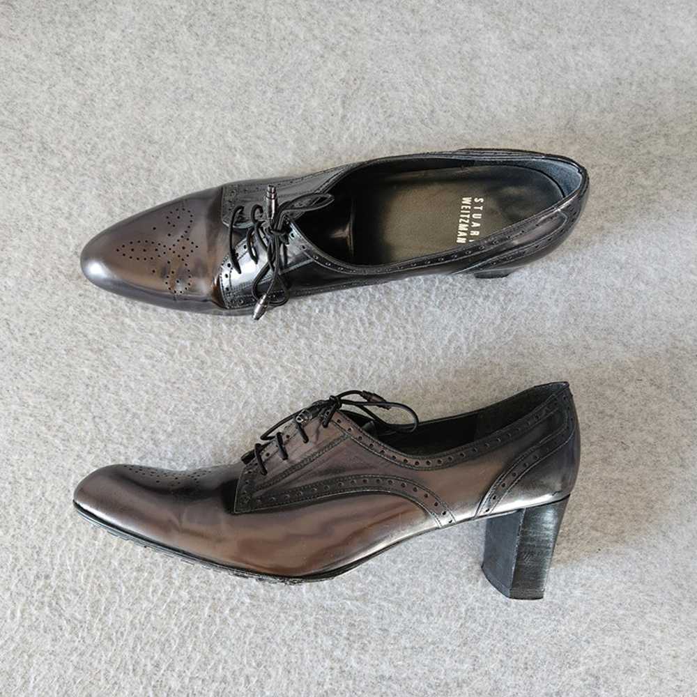 Stuart Weitzman Vintage Oxford Heels Plumps Paten… - image 3