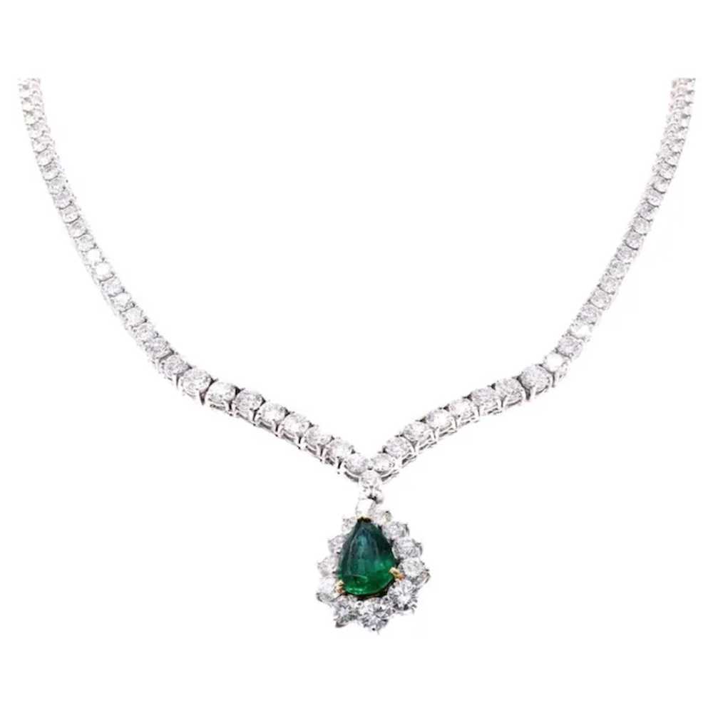 Cartier Diamond Emerald Platinum Riviera Necklace - image 2