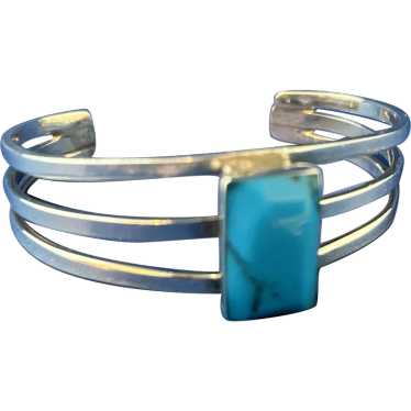 Triple Rail Wire Cuff with Rectangle Turquoise St… - image 1