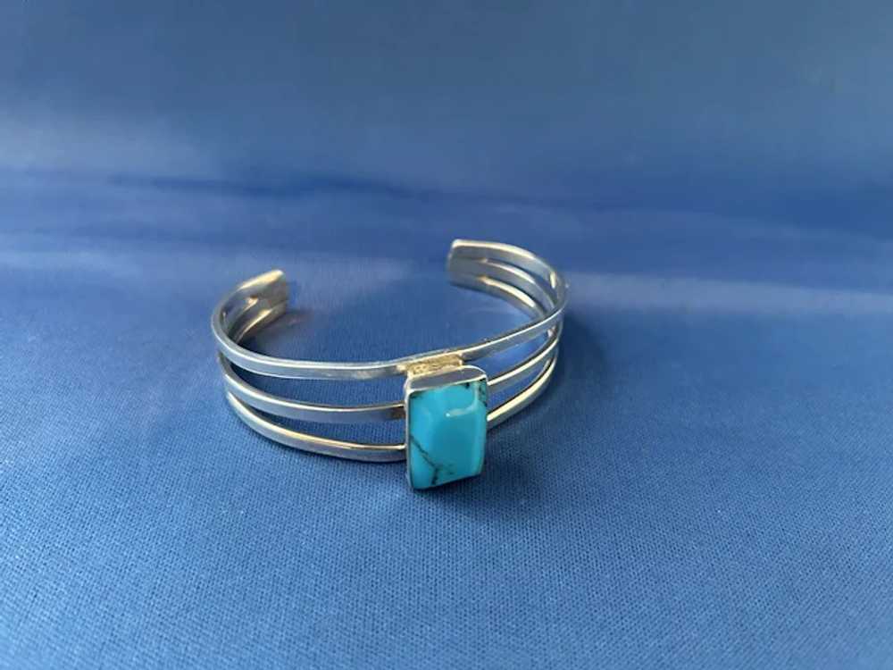 Triple Rail Wire Cuff with Rectangle Turquoise St… - image 2