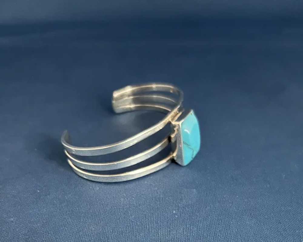 Triple Rail Wire Cuff with Rectangle Turquoise St… - image 3