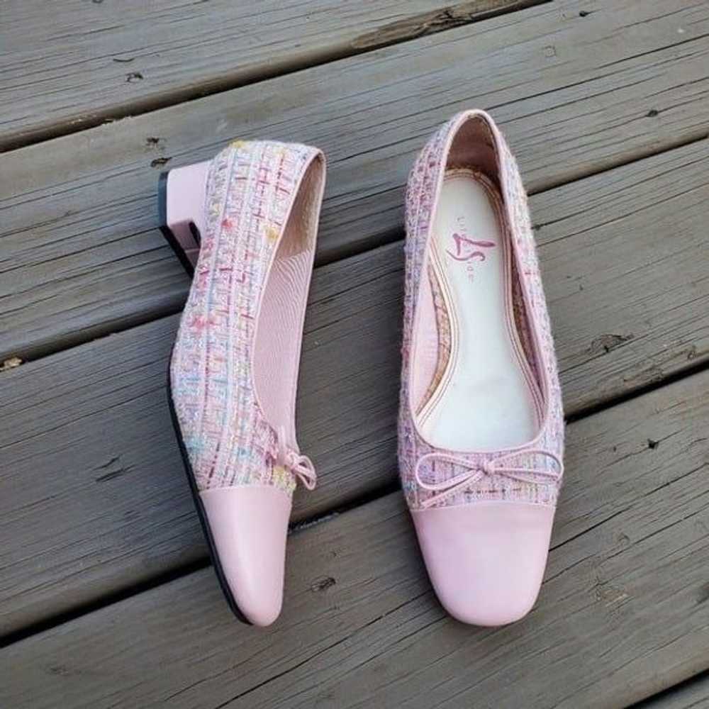 Vintage 90s y2k Square Cap Toe Chunky Heel Pink T… - image 1