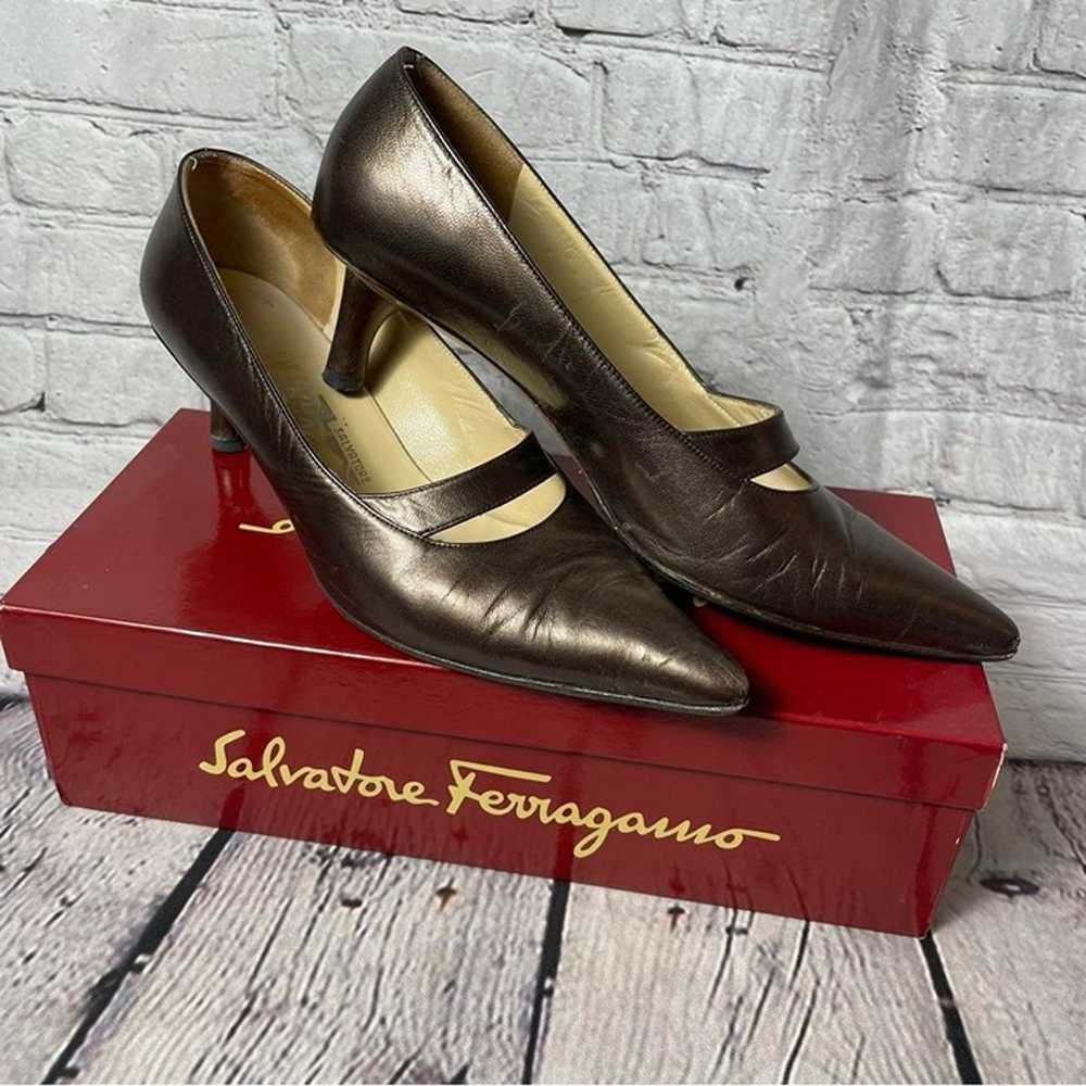 Vintage Salvatore Ferragamo Spencer Nero Kid Nero… - image 1