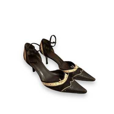 Vintage ALDO chocolate couture pointed toe strapp… - image 1