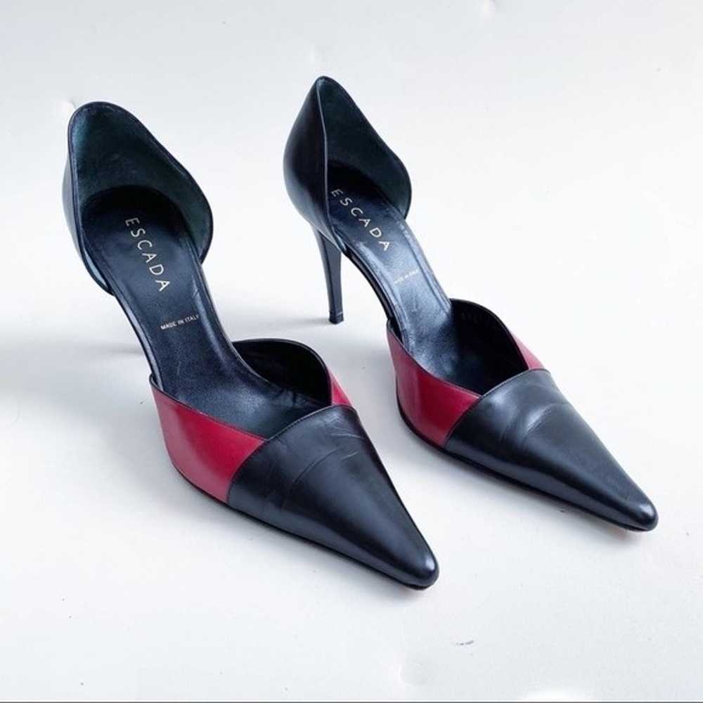 ESCADA Vintage Block Spectator Black Red Heels - image 2