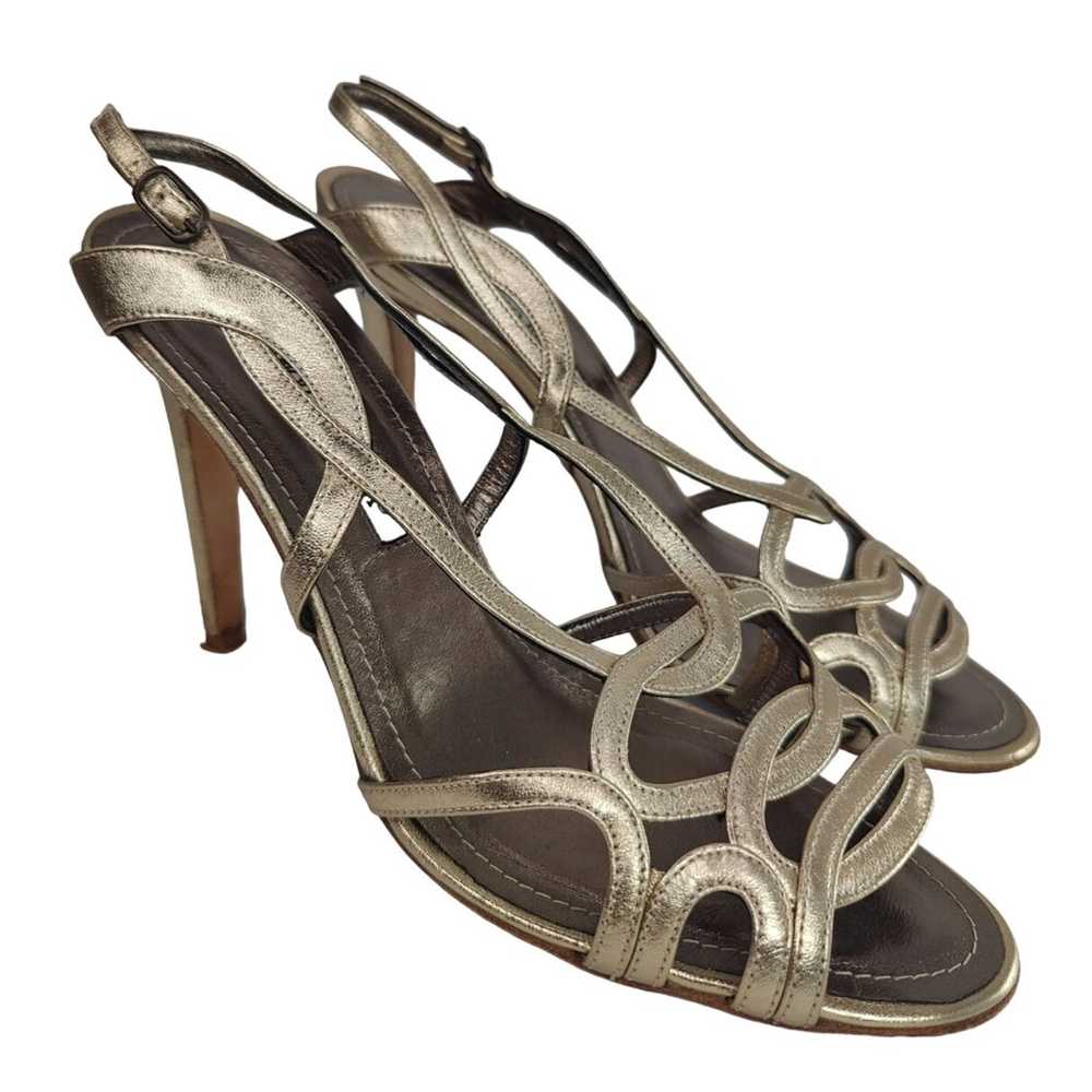 Gold Manolo Blahnik strappy heeled sandals - image 3