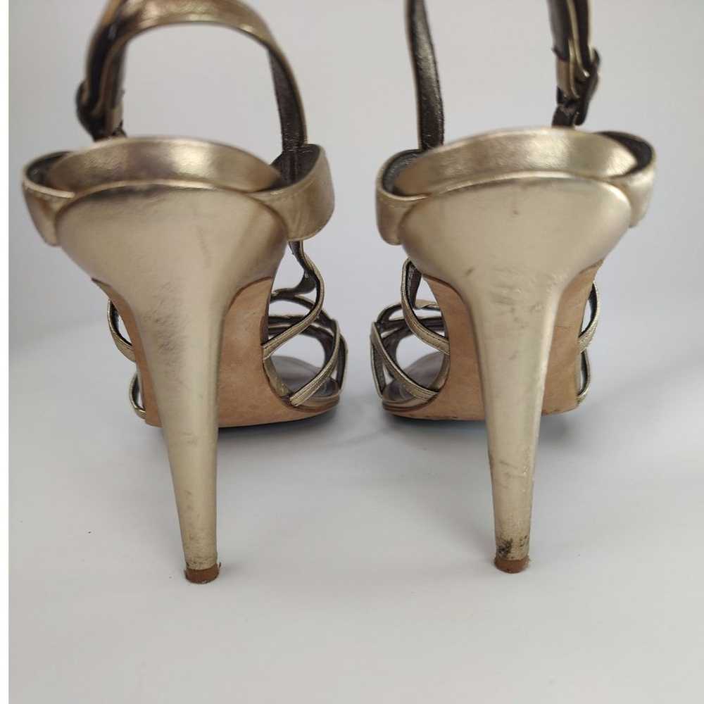 Gold Manolo Blahnik strappy heeled sandals - image 4