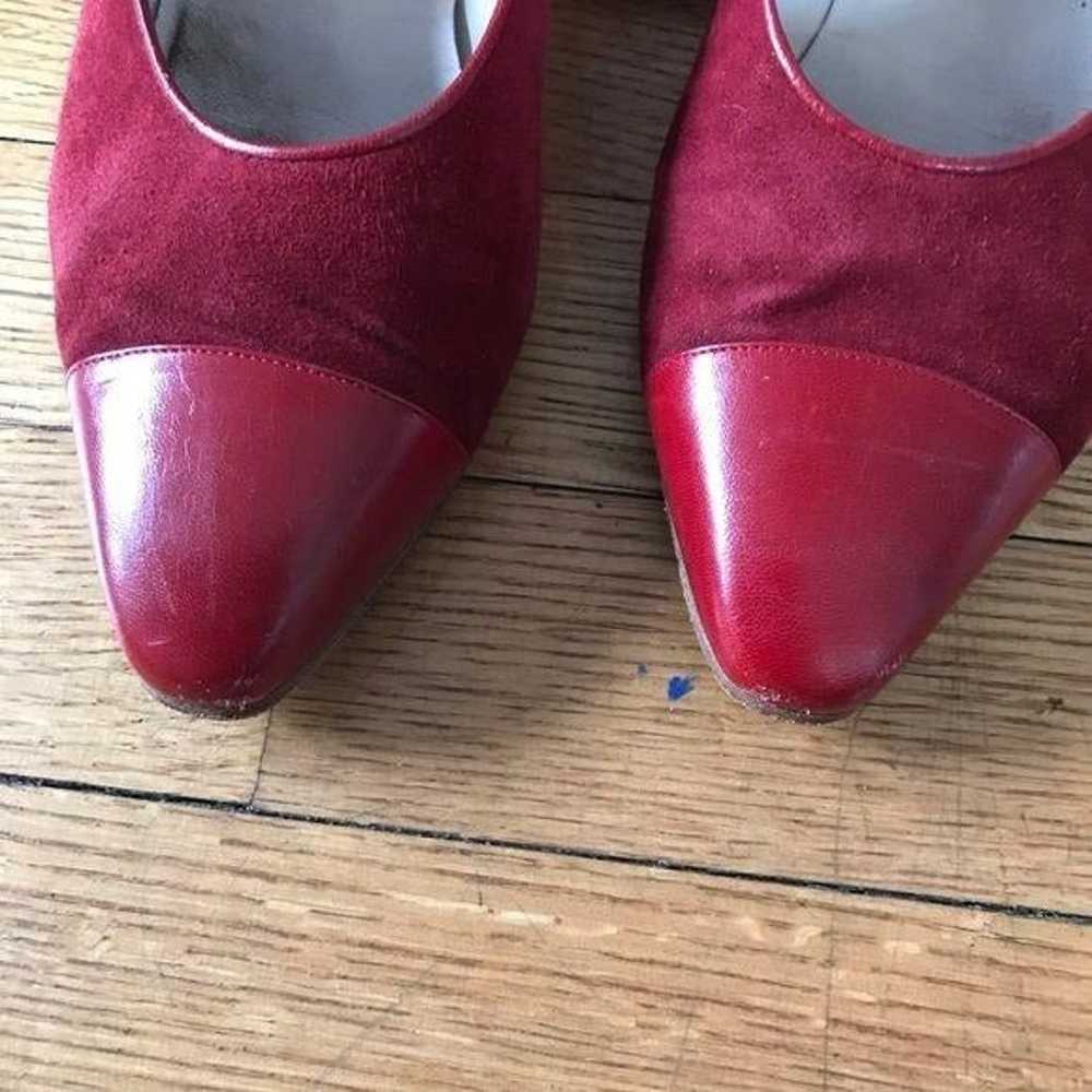 Vintage Chanel Suede Red Kitten Heels - image 3