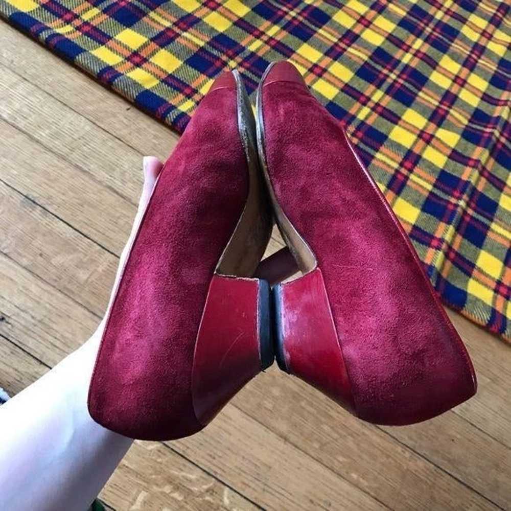 Vintage Chanel Suede Red Kitten Heels - image 7