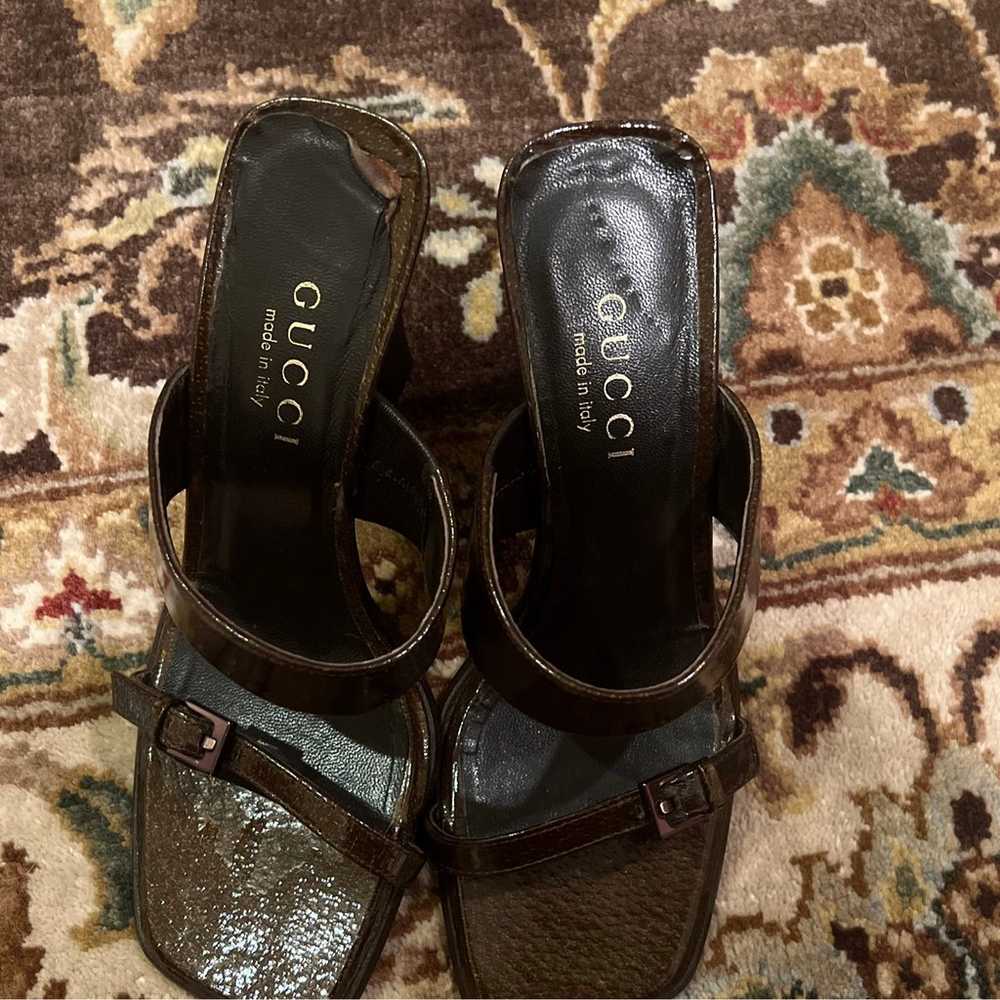 Gucci Vintage Brown Mule Heeled Sandals - image 2